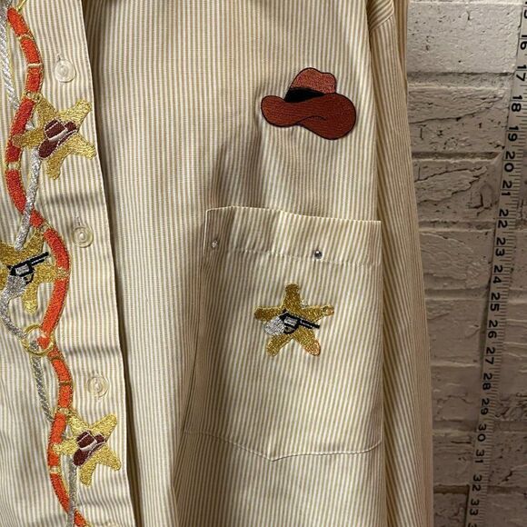 Fabrizio Vintage Embroidered Western Button Up Long Sleeve Shirt Large - Picture 3 of 12